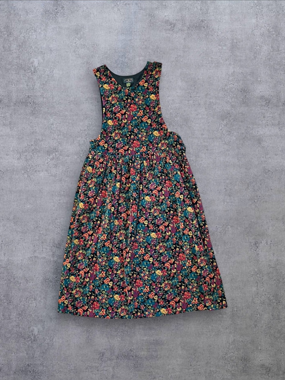 Vintage 90s Floral Charter Club by Jane Justin 100% Cotton Sz 14 Pinafore Dress